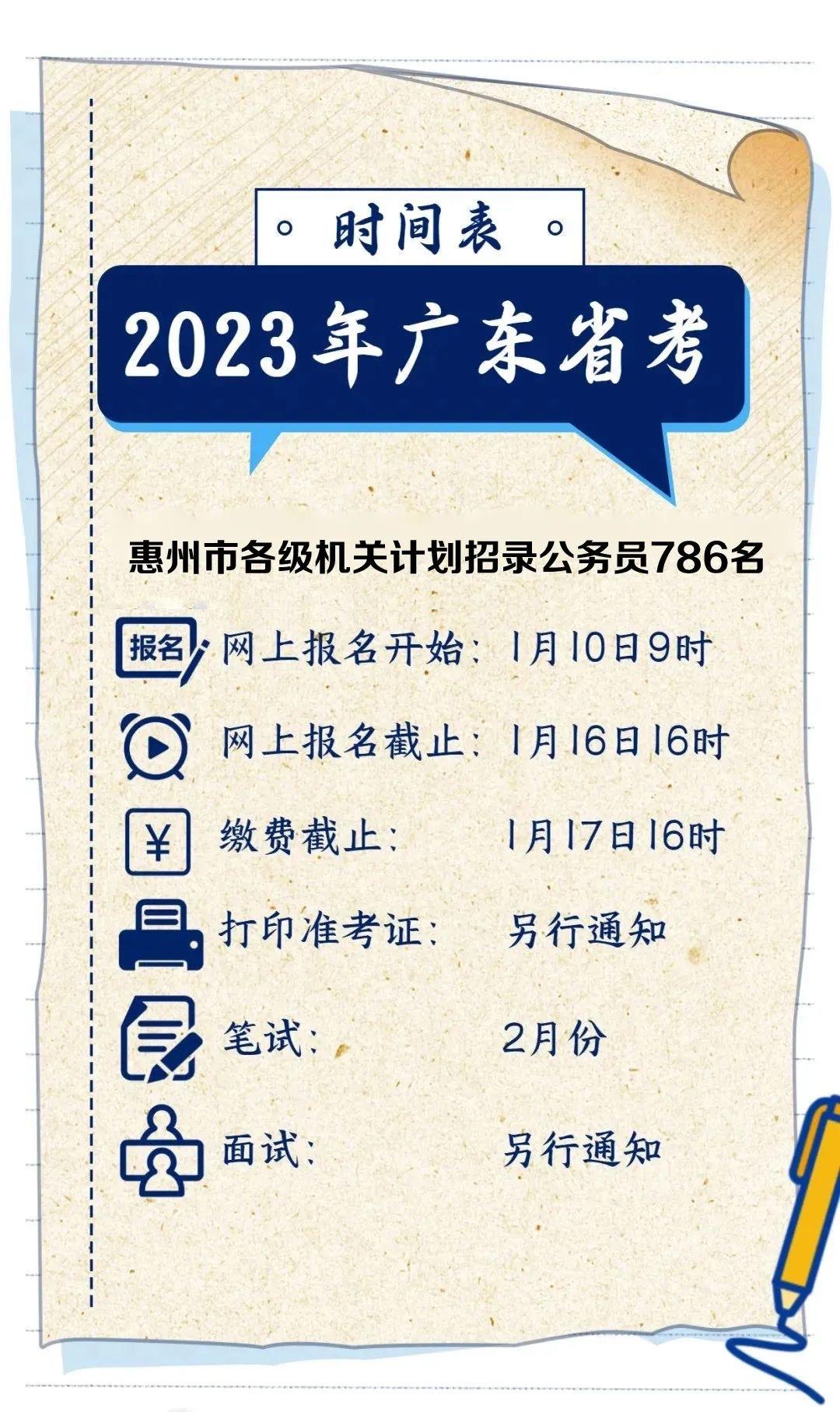 惠州公务员录用公示名单，惠州招录786人！广东省2023年考录公务员公告发布插图